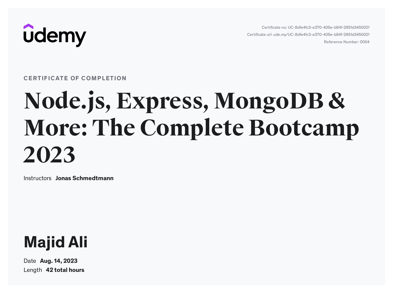 Certificate of Mern stack